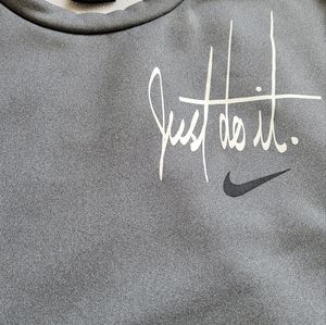 Nike Just Do It Sweatshirt Womens L Blue Crew Neck Pullover Fleece Top Pockets